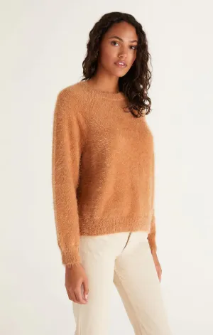 Alora Eyelash Sweater | Saddle