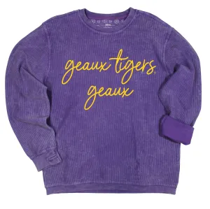 Barcelony Crewneck Corded Fleece in Purple - Louisiana State University