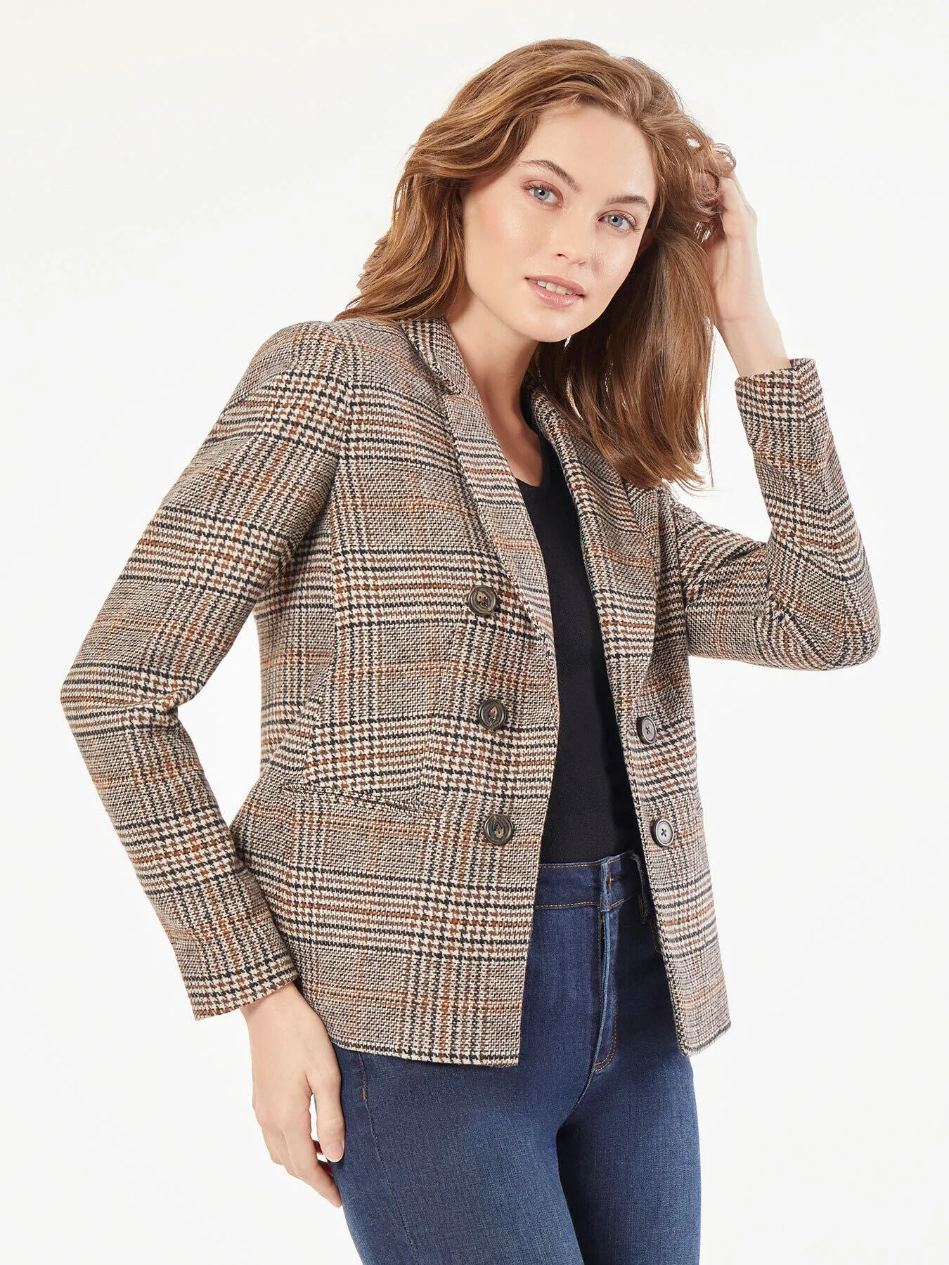 Classic Plaid Double Breasted Jacket