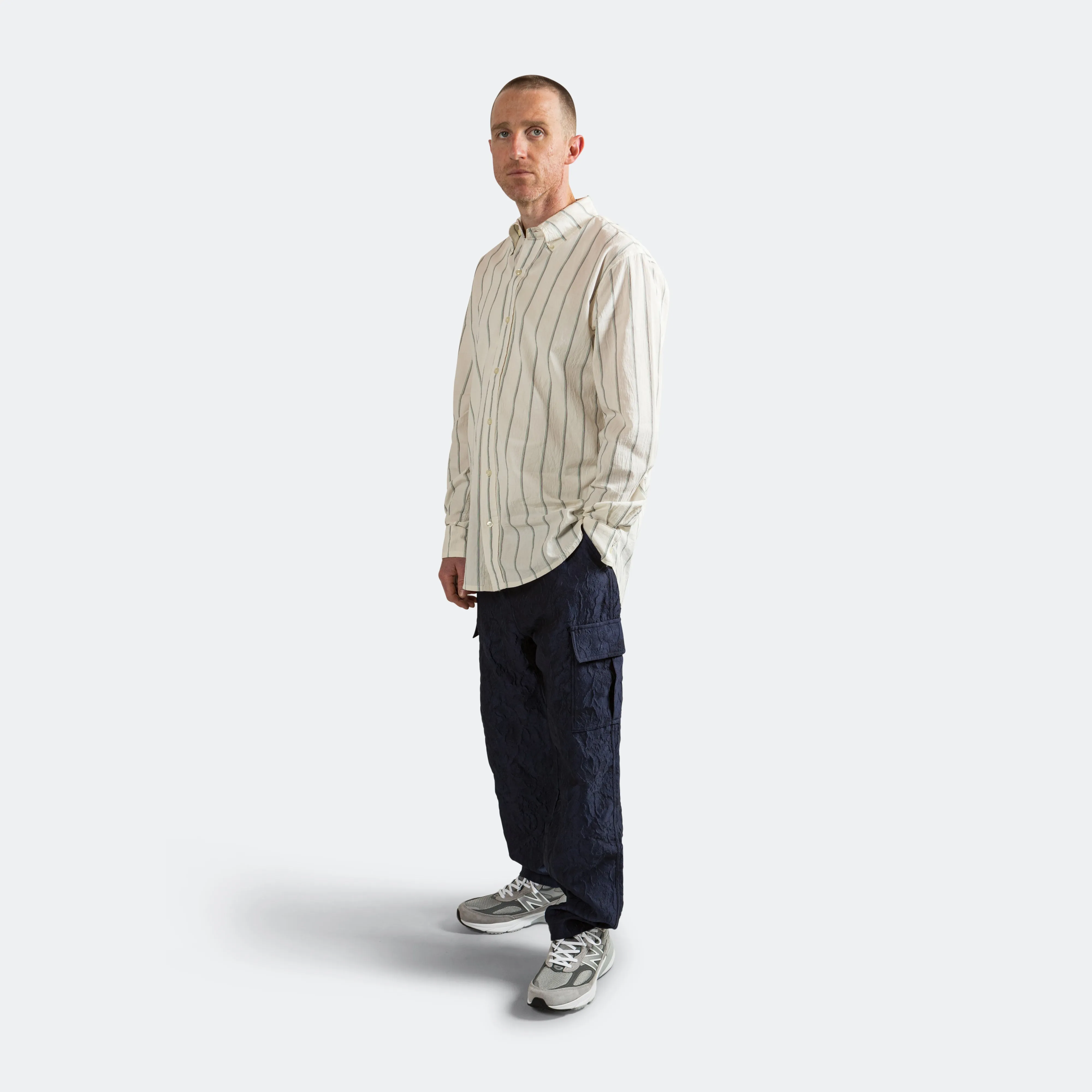 Classic Shirt - White/Green Stripe