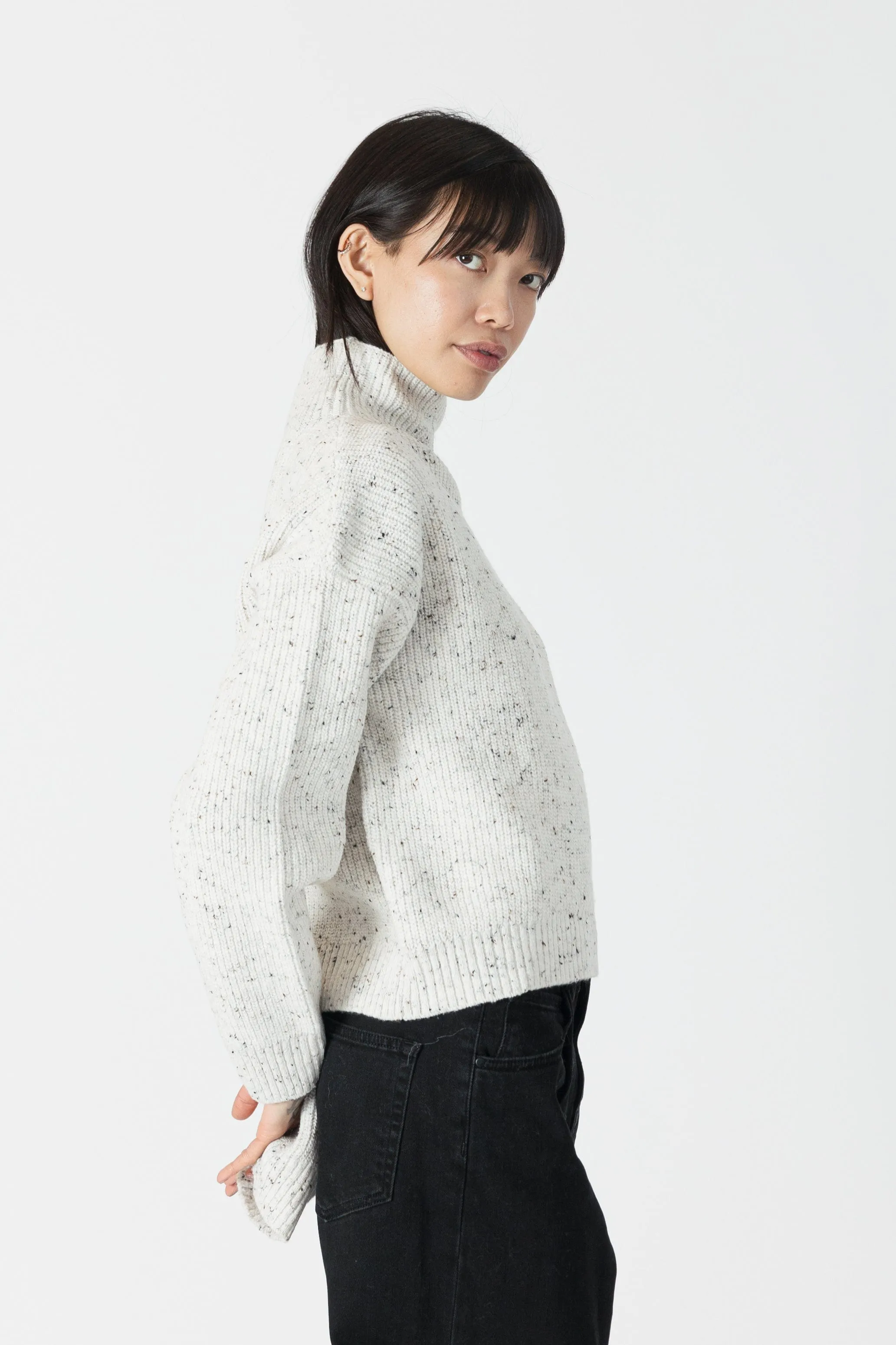 Evolet Fleck Rib Mockneck