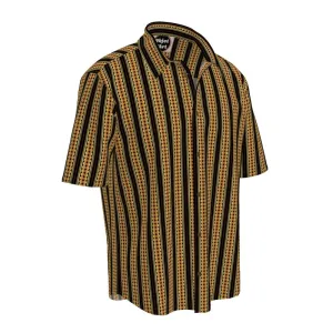 Gold Accented Striped Mens Short Sleeve Shirt