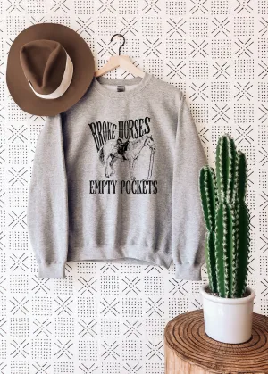 Gray Broke Horses Crewneck Sweatshirt