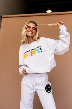 LALA ORIGINAL: Cozy Comfort Do What Makes You Happy Graphic Pullover Sweater