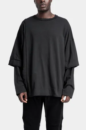 Oversized layered cotton long sleeve tee