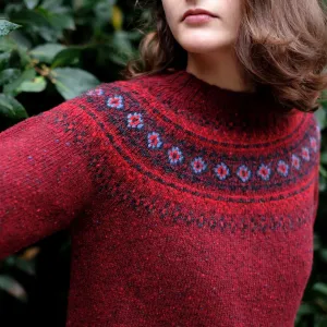 Pure wool fair isle jumper in red