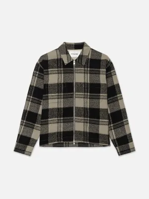 Spring Plaid Zip Shirt Jacket -- Smoke Beige/Noir