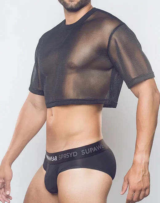 Supawear 3D mesh cropped top black