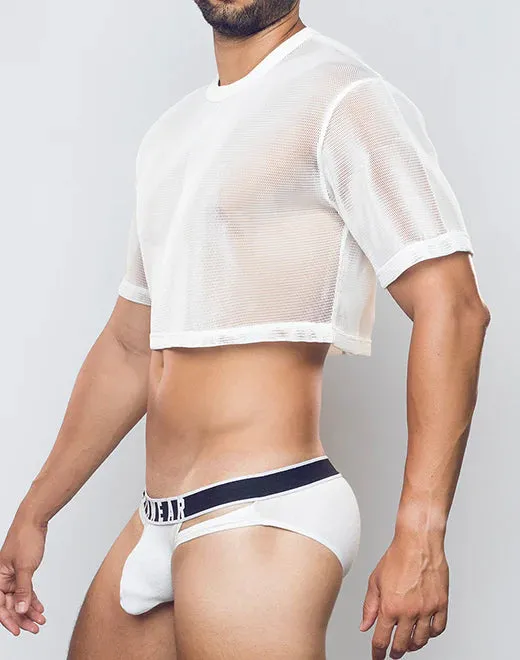 Supawear 3D mesh cropped top white