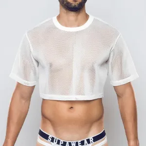 Supawear 3D mesh cropped top white