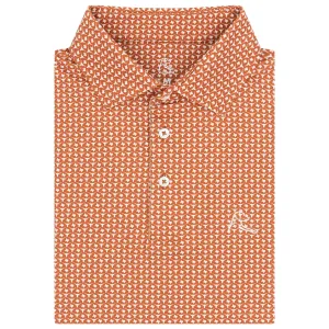 University-Themed Hook Em Collegiate Polo in Rust Orange/White