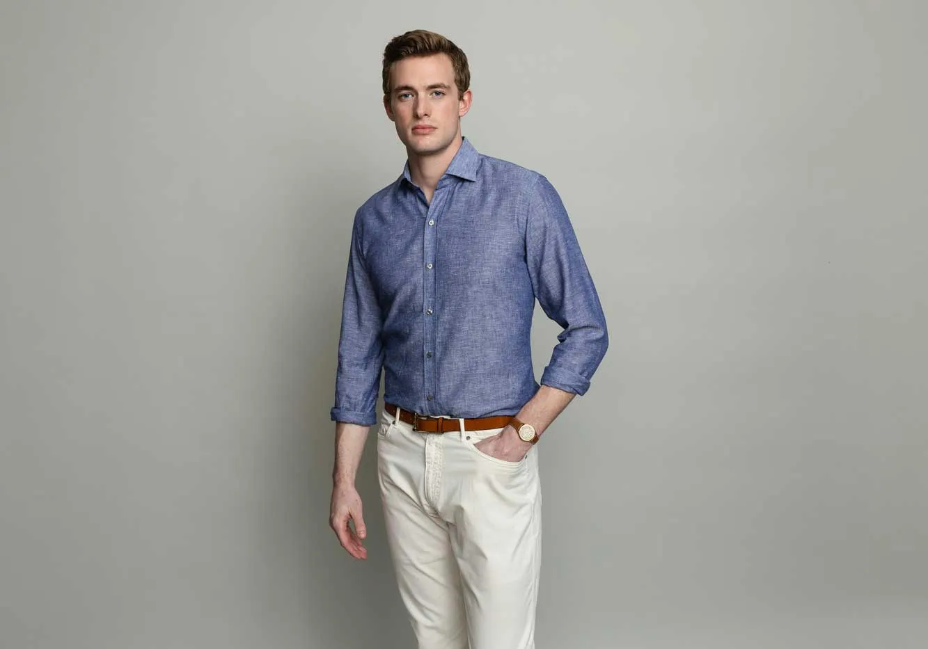 The Navy Barton Chambray Dress Shirt