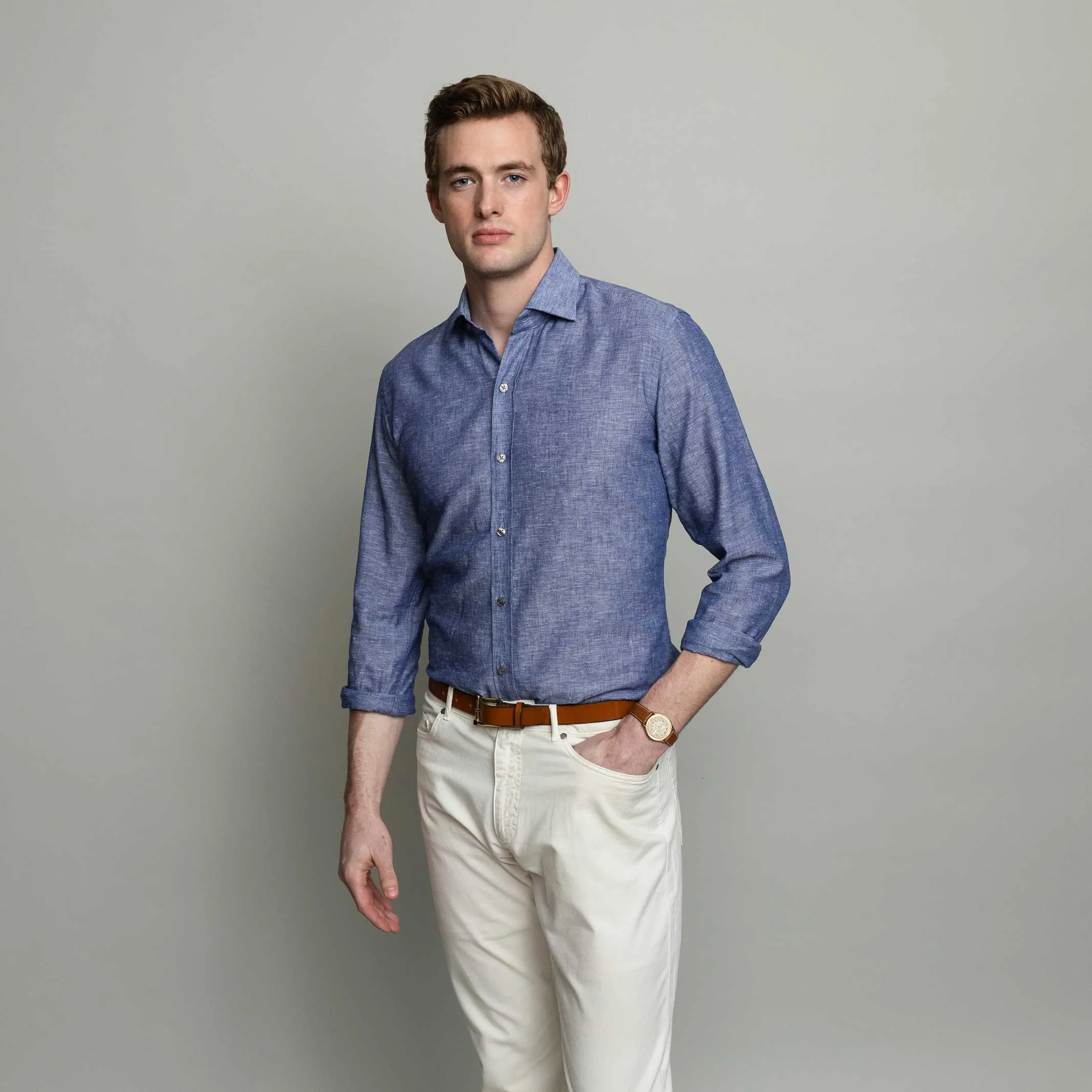 The Navy Barton Chambray Dress Shirt