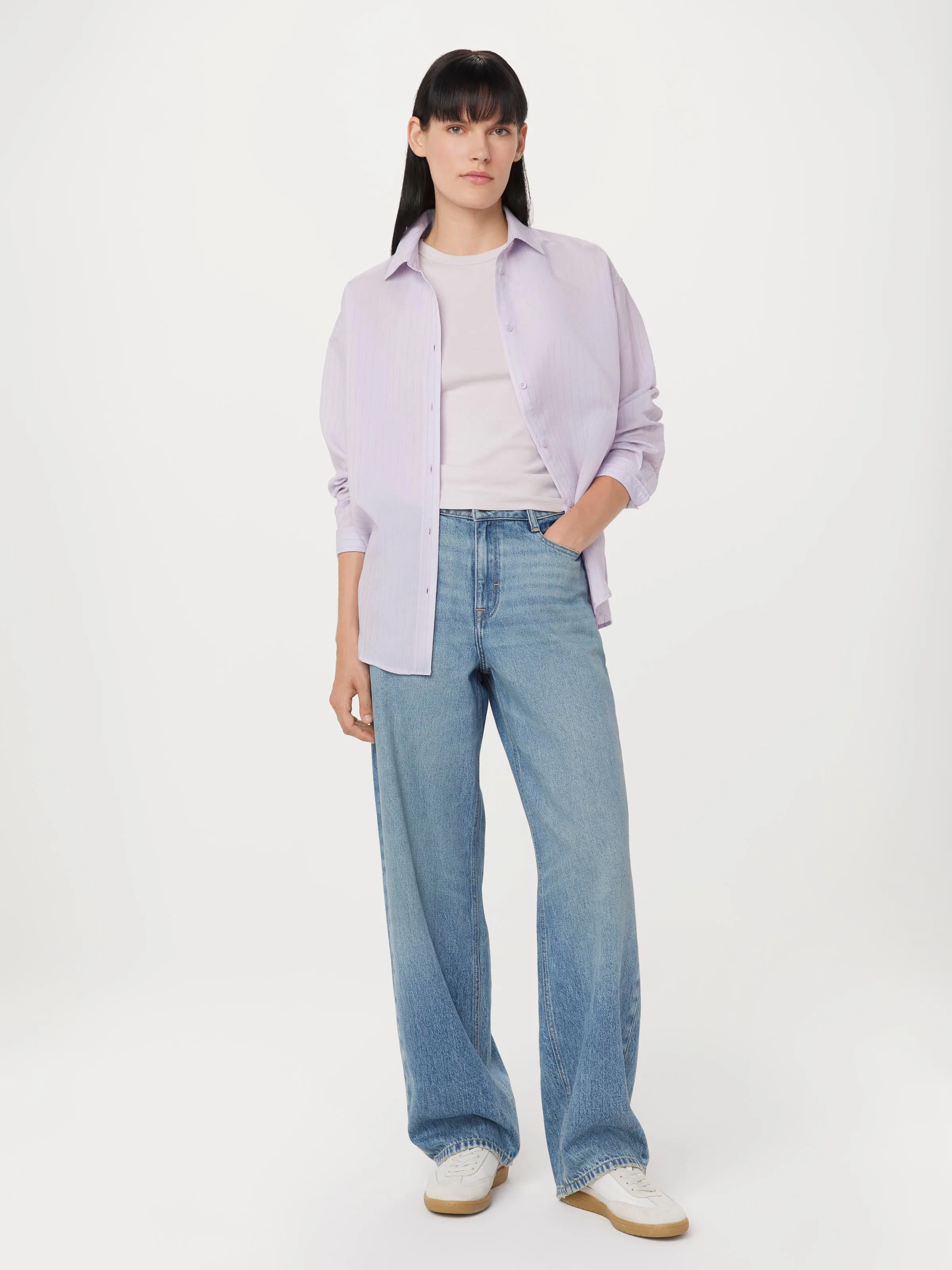 The Textured Sheer Shirt in Lilac