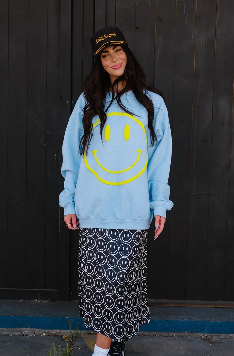 The World Needs Your Magic Puff Print Pullover in Sky Blue