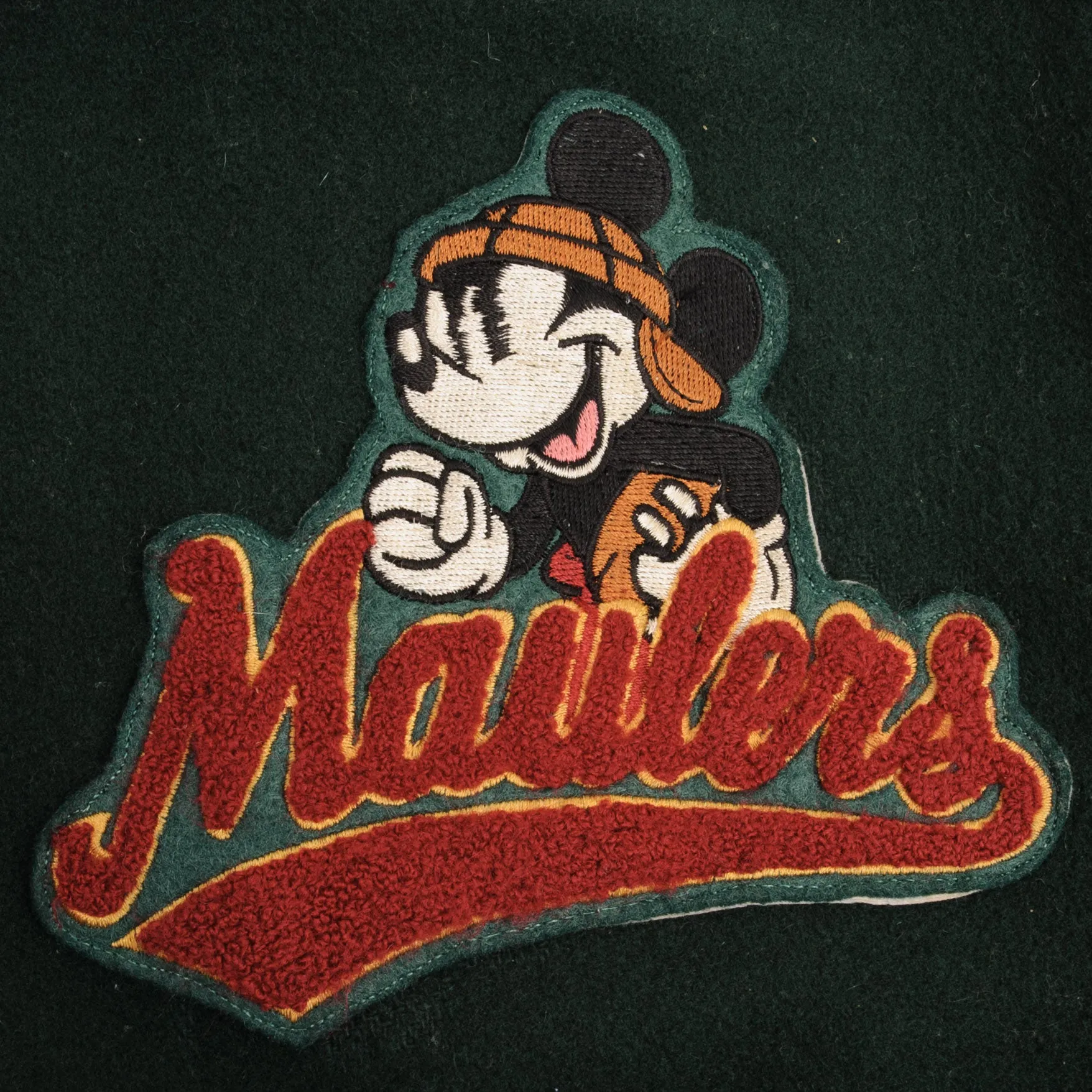 VINTAGE DISNEY MICKEY MOUSE FOOTBALL WOOL VARSITY JACKET 1990S SIZE MEDIUM