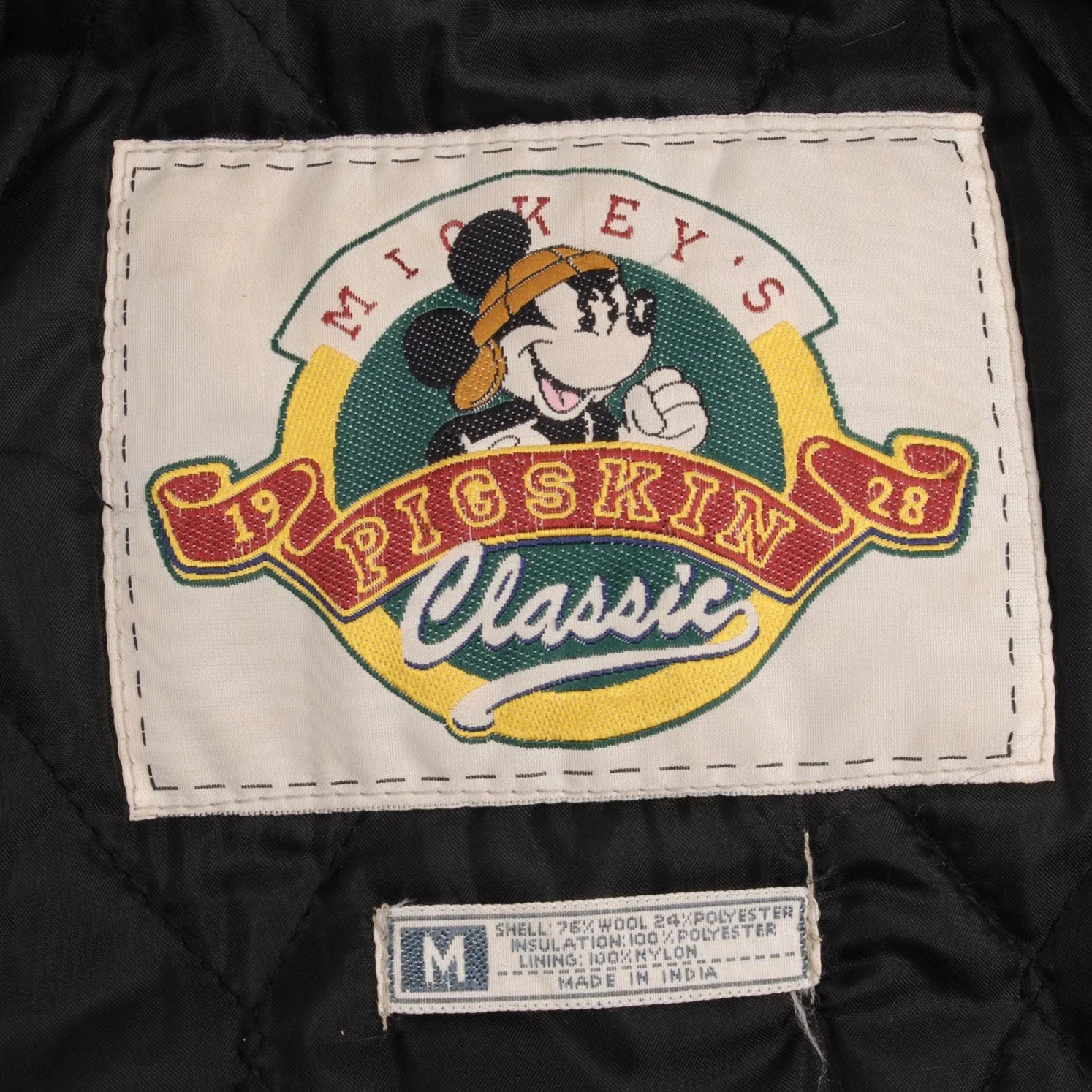 VINTAGE DISNEY MICKEY MOUSE FOOTBALL WOOL VARSITY JACKET 1990S SIZE MEDIUM